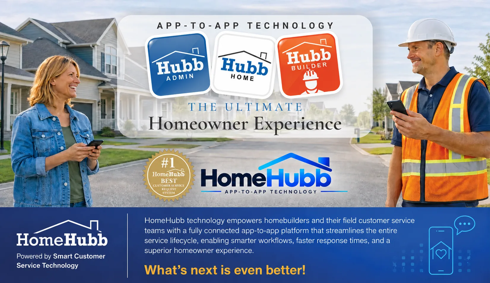 HomeHubb App-to-App overview connecting Admin, Homeowner, and Builder Assist apps